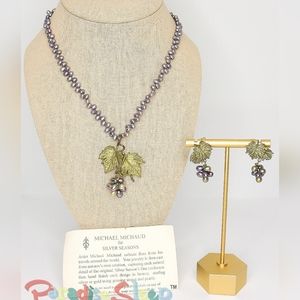 *Michael Michaud* Silver Seasons Grapevine Pearl Necklace & Earrings Set - NEW!